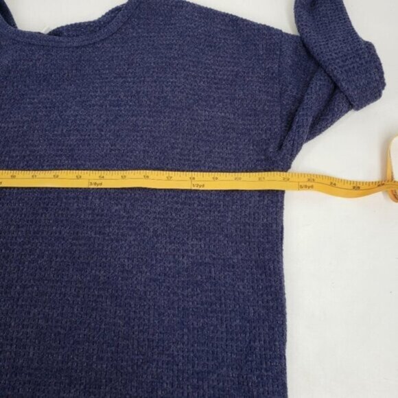 Aerie Waffle Knit Long Sleeve Top Hi Low Hem Purple Blue Women's Medium Casual - Picture 6 of 9